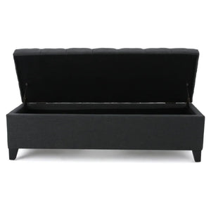 English Elm Glouster Tufted Storage Ottoman Wide Diamond Stitch Upholstered Living Room Bench 59337.00DGY