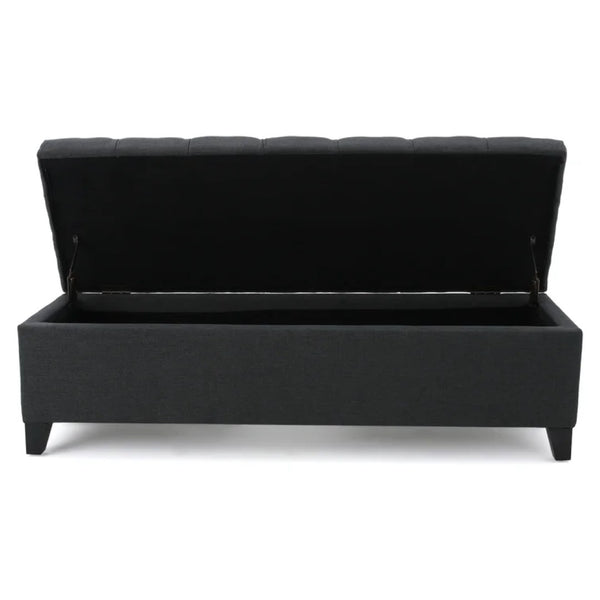 English Elm Glouster Tufted Storage Ottoman Wide Diamond Stitch Upholstered Living Room Bench 59337.00DGY