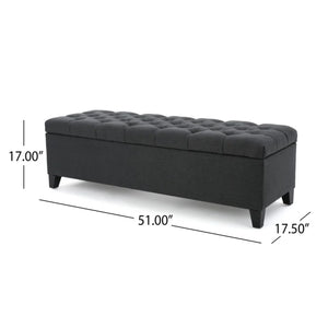English Elm Glouster Tufted Storage Ottoman Wide Diamond Stitch Upholstered Living Room Bench 59337.00DGY
