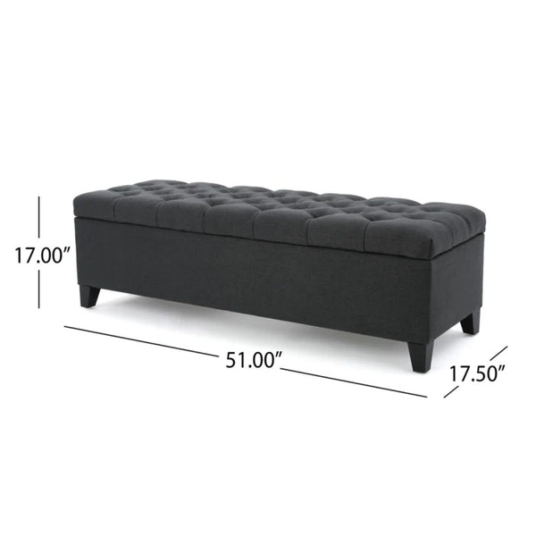 English Elm Glouster Tufted Storage Ottoman Wide Diamond Stitch Upholstered Living Room Bench 59337.00DGY