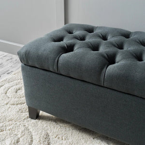 English Elm Glouster Tufted Storage Ottoman Wide Diamond Stitch Upholstered Living Room Bench 59337.00DGY