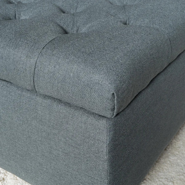 English Elm Glouster Tufted Storage Ottoman Wide Diamond Stitch Upholstered Living Room Bench 59337.00DGY