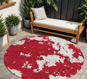 Homeroots 3' Artichoke Green Abstract Washable Indoor Outdoor Area Rug - Stylish, Durable, And Easy To Clean 8' Round Polyester 593374