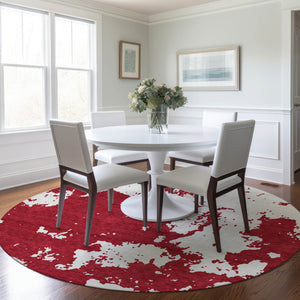 Homeroots 3' Artichoke Green Abstract Washable Indoor Outdoor Area Rug - Stylish, Durable, And Easy To Clean 8' Round Polyester 593374