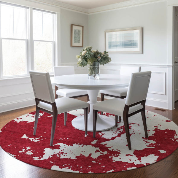 Homeroots 3' Artichoke Green Abstract Washable Indoor Outdoor Area Rug - Stylish, Durable, And Easy To Clean 8' Round Polyester 593374