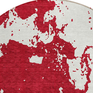 Homeroots 3' Artichoke Green Abstract Washable Indoor Outdoor Area Rug - Stylish, Durable, And Easy To Clean 8' Round Polyester 593374