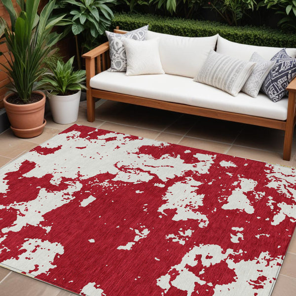 Homeroots 3' Artichoke Green Abstract Washable Indoor Outdoor Area Rug - Stylish, Durable, And Easy To Clean 9' X 12' Polyester 593376