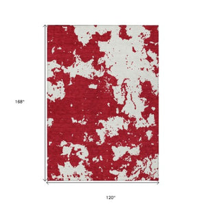 Homeroots 3' Artichoke Green Abstract Washable Indoor Outdoor Area Rug - Stylish, Durable, And Easy To Clean 10' X 14' Polyester 593377