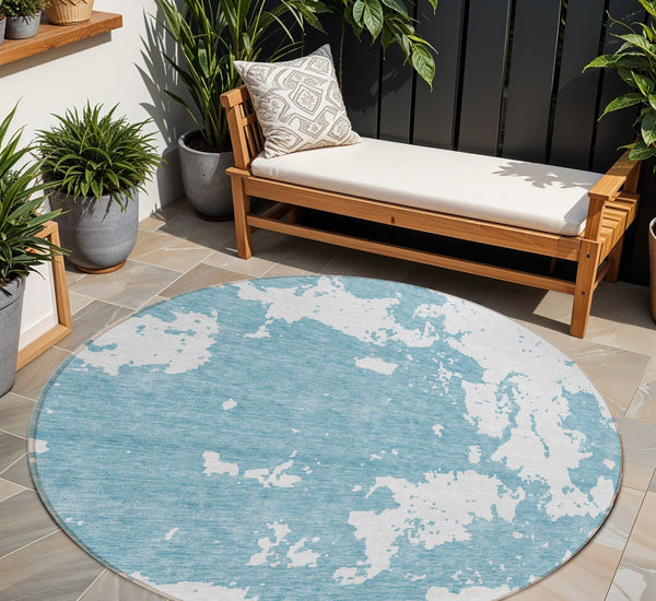 Homeroots 3' Artichoke Green Abstract Washable Indoor Outdoor Area Rug - Stylish, Durable, And Easy To Clean 8' Round Polyester 593380