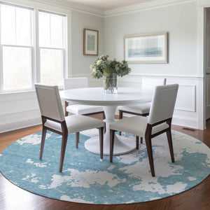 Homeroots 3' Artichoke Green Abstract Washable Indoor Outdoor Area Rug - Stylish, Durable, And Easy To Clean 8' Round Polyester 593380