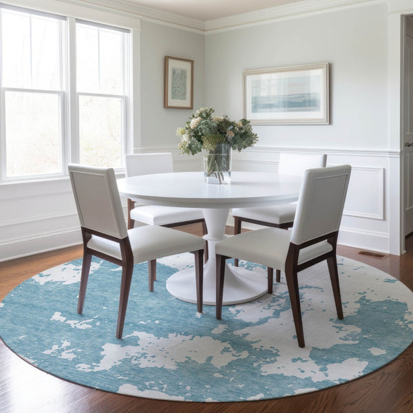 Homeroots 3' Artichoke Green Abstract Washable Indoor Outdoor Area Rug - Stylish, Durable, And Easy To Clean 8' Round Polyester 593380