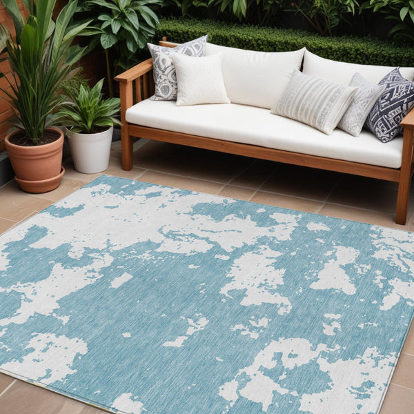 Homeroots 3' Artichoke Green Abstract Washable Indoor Outdoor Area Rug - Stylish, Durable, And Easy To Clean 8' X 10' Polyester 593381