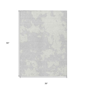 Homeroots 3' Artichoke Green Abstract Washable Indoor Outdoor Area Rug - Stylish, Durable, And Easy To Clean 3' X 5' Polyester 593384