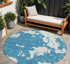 Homeroots 3' Artichoke Green Abstract Washable Indoor Outdoor Area Rug - Stylish, Durable, And Easy To Clean 8' Round Polyester 593392