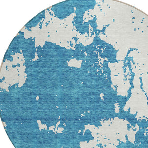 Homeroots 3' Artichoke Green Abstract Washable Indoor Outdoor Area Rug - Stylish, Durable, And Easy To Clean 8' Round Polyester 593392