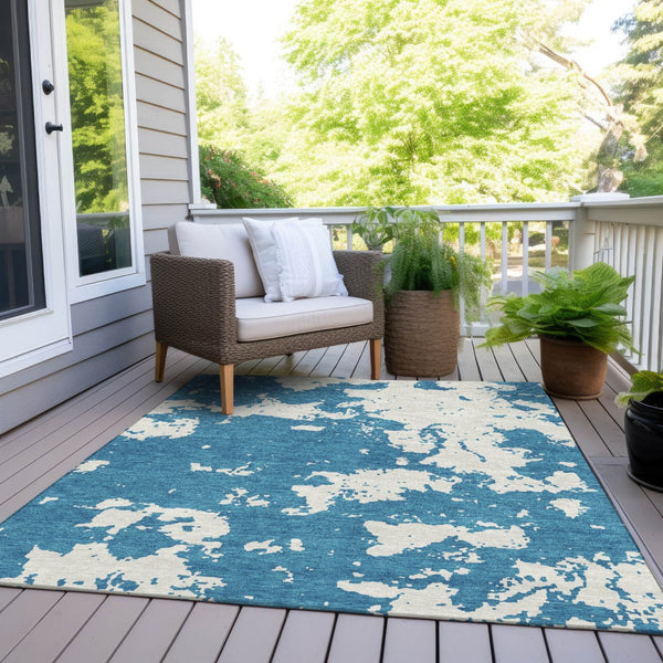 Homeroots 3' Artichoke Green Abstract Washable Indoor Outdoor Area Rug - Stylish, Durable, And Easy To Clean 8' X 10' Polyester 593393