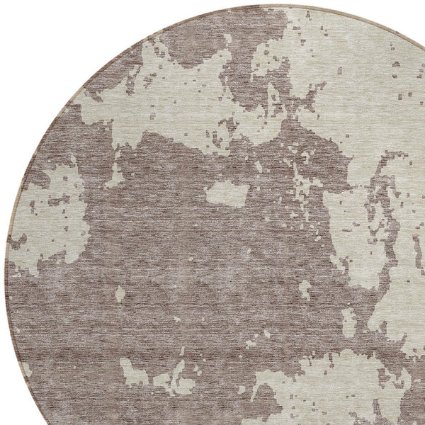 Homeroots 3' Artichoke Green Abstract Washable Indoor Outdoor Area Rug - Stylish, Durable, And Easy To Clean 8' Round Polyester 593398