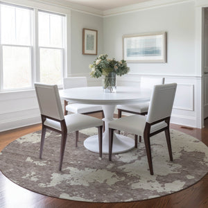 Homeroots 3' Artichoke Green Abstract Washable Indoor Outdoor Area Rug - Stylish, Durable, And Easy To Clean 8' Round Polyester 593398