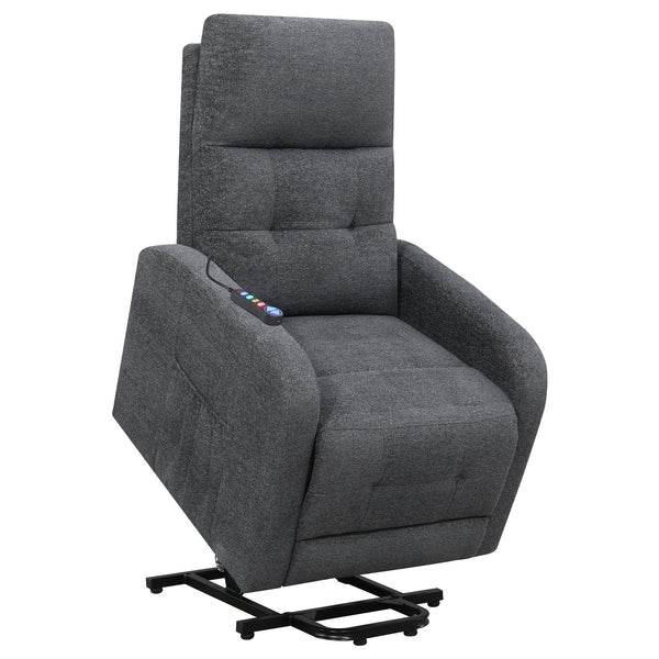 English Elm Lyle Charcoal Power Lift Massage Chair with Heat, USB Remote, Gel Memory Foam & Dual Storage Pockets B062P333409