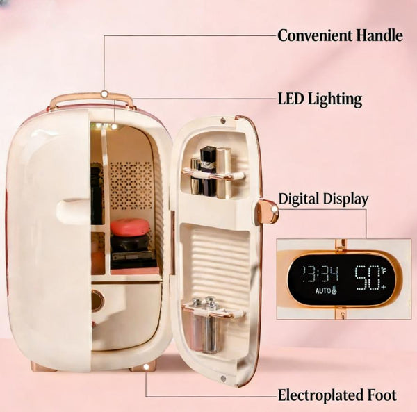 English Elm Cosmetics Mini Skincare Refrigerator with Led Display Thermoelectric Cooling for Vanity T3971P473675