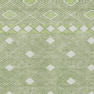 Homeroots 3' Artichoke Green Geometric Indoor Outdoor Area Rug - Durable, Washable, Stylish For Any Space 5' X 8' Polyester 593403