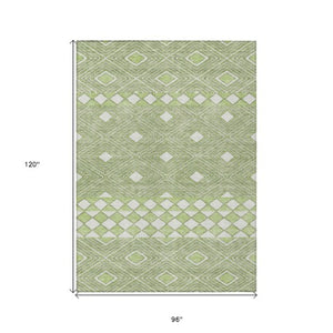 Homeroots 3' Artichoke Green Geometric Indoor Outdoor Area Rug - Durable, Washable, Stylish For Any Space 8' X 10' Polyester 593405