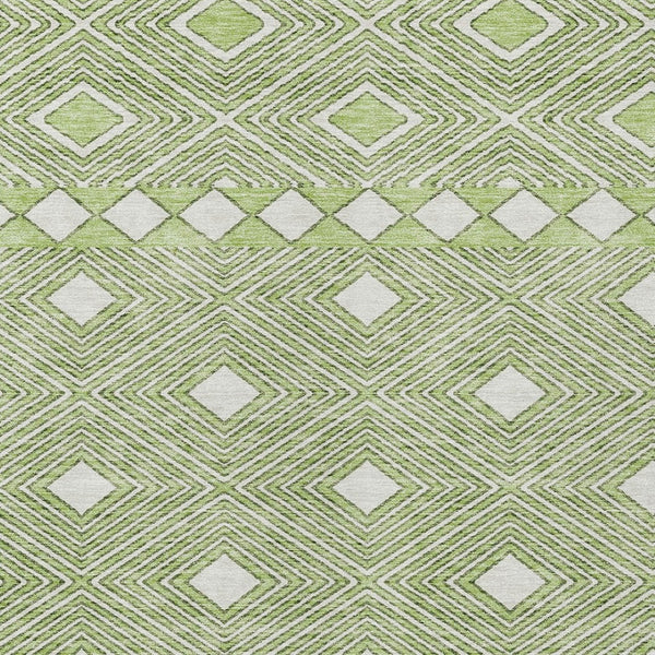 Homeroots 3' Artichoke Green Geometric Indoor Outdoor Area Rug - Durable, Washable, Stylish For Any Space 9' X 12' Polyester 593406