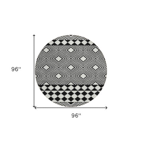 Homeroots 3' Artichoke Green Geometric Indoor Outdoor Area Rug - Durable, Washable, Stylish For Any Space 8' Round Polyester 593410