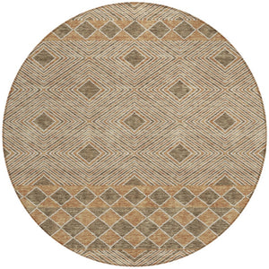 Homeroots 3' Artichoke Green Geometric Indoor Outdoor Area Rug - Durable, Washable, Stylish For Any Space 8' Round Polyester 593416