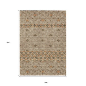 Homeroots 3' Artichoke Green Geometric Indoor Outdoor Area Rug - Durable, Washable, Stylish For Any Space 9' X 12' Polyester 593418