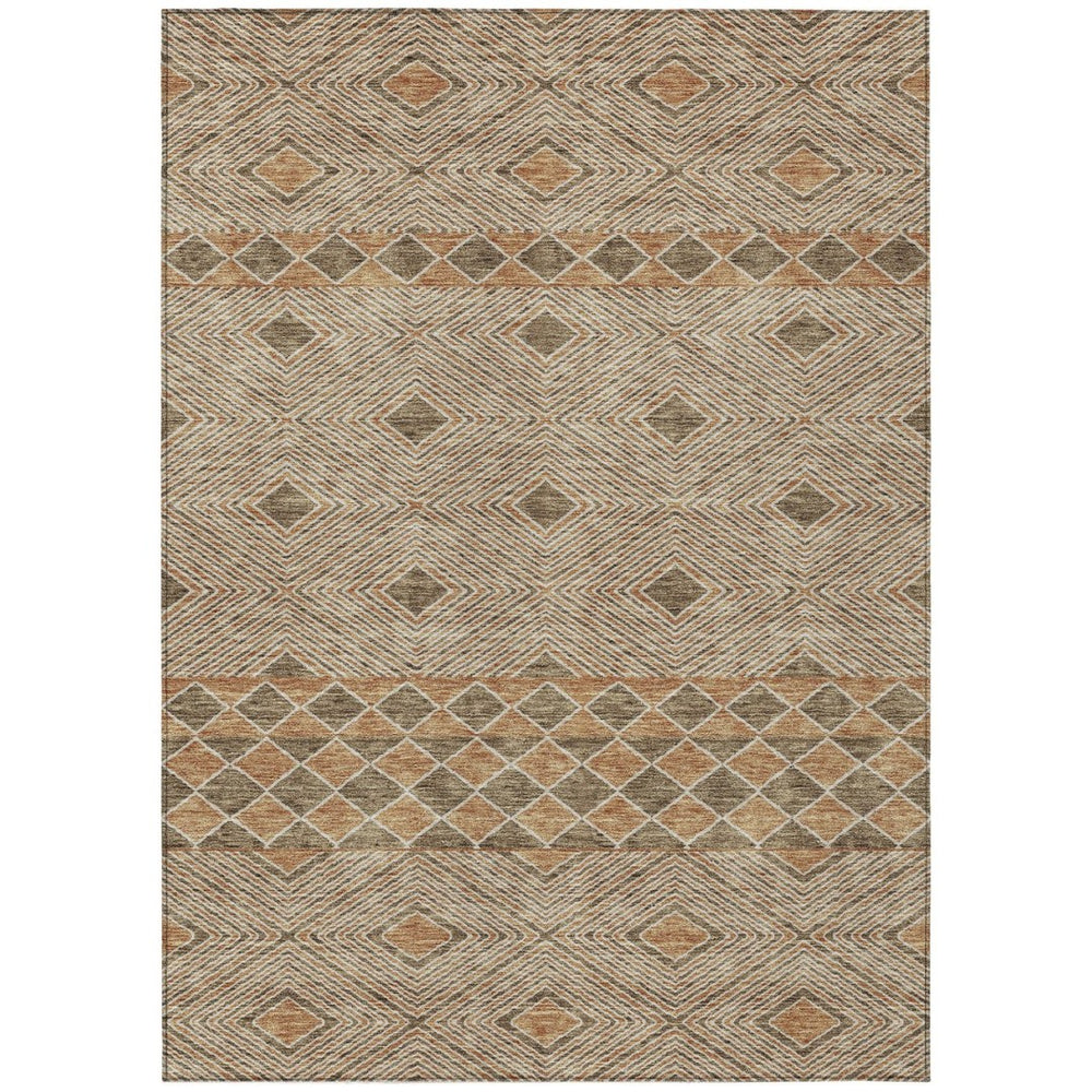 HomeRoots 9' Brown and Beige Geometric Indoor Outdoor Area Rug – Stylish, Washable, Durable, Easy Care Design 9' X 12' 593418