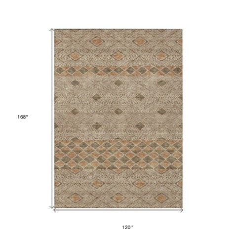 Homeroots 3' Artichoke Green Geometric Indoor Outdoor Area Rug - Durable, Washable, Stylish For Any Space 10' X 14' Polyester 593419