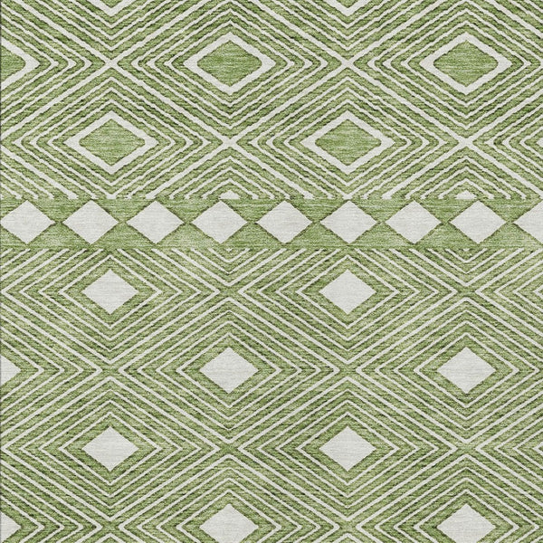 Homeroots 3' Artichoke Green Geometric Indoor Outdoor Area Rug - Durable, Washable, Stylish For Any Space 10' X 14' Polyester 593425