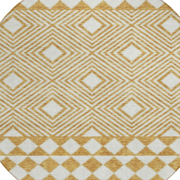 Homeroots 3' Artichoke Green Geometric Indoor Outdoor Area Rug - Durable, Washable, Stylish For Any Space 8' Round Polyester 593428