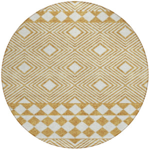 Homeroots 3' Artichoke Green Geometric Indoor Outdoor Area Rug - Durable, Washable, Stylish For Any Space 8' Round Polyester 593428