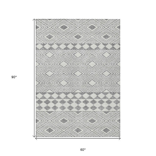 Washable Geometric Polyester Area Rug for Indoor Outdoor Patios Stain Resistant Durable Style