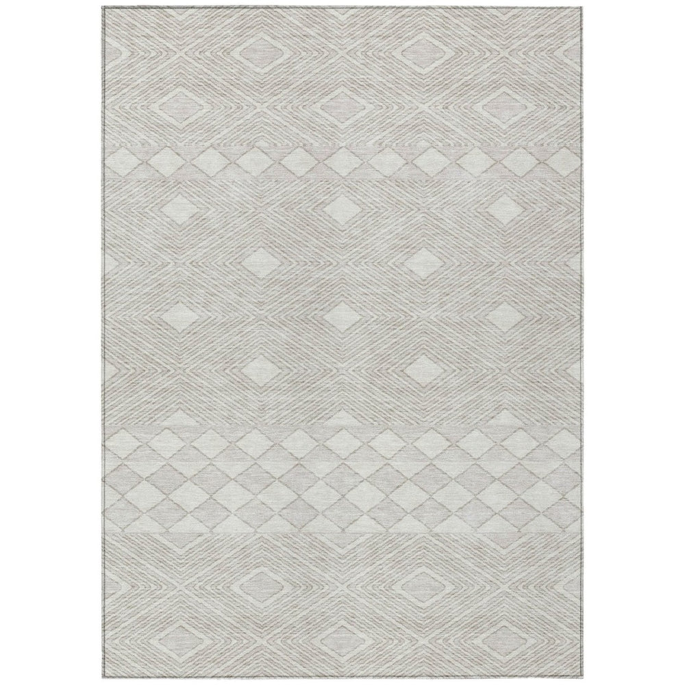 HomeRoots 9' Stylish Ivory and Gray Geometric Area Rug – Washable, Stain-Resistant for Indoor and Outdoor Use 9' X 12' 593442