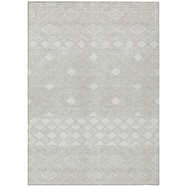 HomeRoots 9' Stylish Ivory and Gray Geometric Area Rug – Washable, Stain-Resistant for Indoor and Outdoor Use 9' X 12' 593442