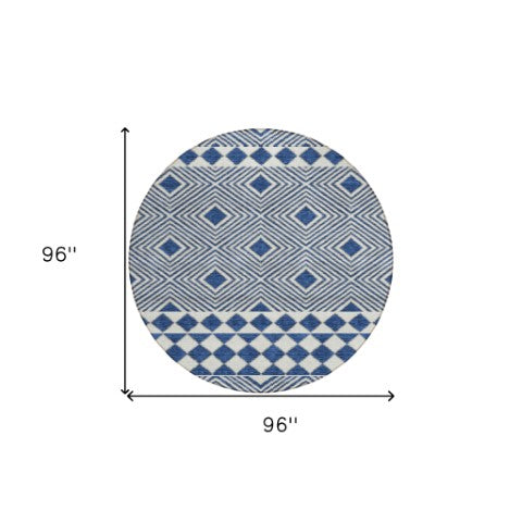 Homeroots 3' Artichoke Green Geometric Indoor Outdoor Area Rug - Durable, Washable, Stylish For Any Space 8' Round Polyester 593446