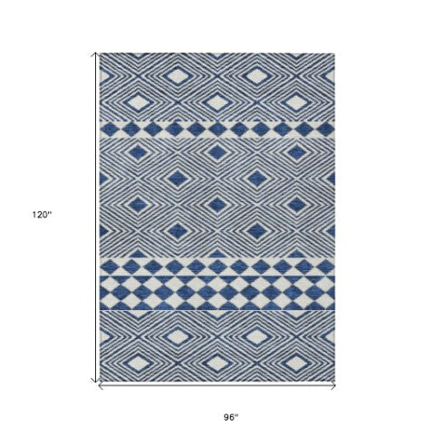 Homeroots 3' Artichoke Green Geometric Indoor Outdoor Area Rug - Durable, Washable, Stylish For Any Space 8' X 10' Polyester 593447