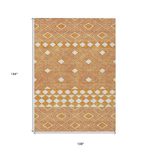 Homeroots 3' Artichoke Green Geometric Indoor Outdoor Area Rug - Durable, Washable, Stylish For Any Space 9' X 12' Polyester 593454