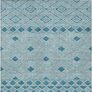 Homeroots 3' Artichoke Green Geometric Indoor Outdoor Area Rug - Durable, Washable, Stylish For Any Space 5' X 8' Polyester 593457