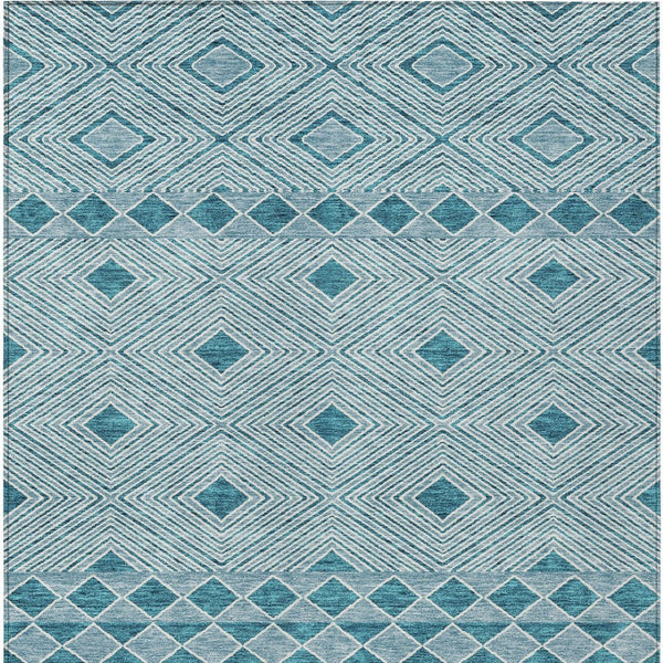Homeroots 3' Artichoke Green Geometric Indoor Outdoor Area Rug - Durable, Washable, Stylish For Any Space 5' X 8' Polyester 593457