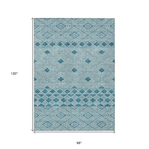 Homeroots 3' Artichoke Green Geometric Indoor Outdoor Area Rug - Durable, Washable, Stylish For Any Space 8' X 10' Polyester 593459