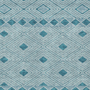 Homeroots 3' Artichoke Green Geometric Indoor Outdoor Area Rug - Durable, Washable, Stylish For Any Space 9' X 12' Polyester 593460