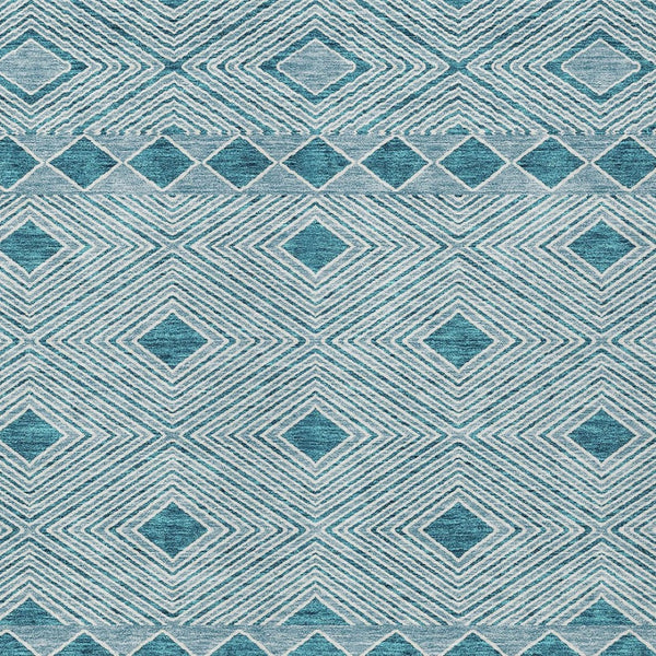 Homeroots 3' Artichoke Green Geometric Indoor Outdoor Area Rug - Durable, Washable, Stylish For Any Space 9' X 12' Polyester 593460