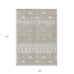 Homeroots 3' Artichoke Green Geometric Indoor Outdoor Area Rug - Durable, Washable, Stylish For Any Space 9' X 12' Polyester 593466