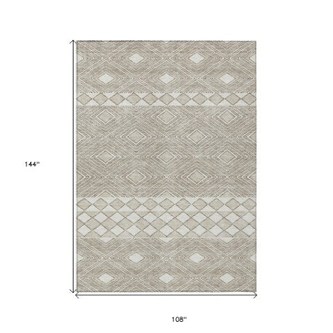 Homeroots 3' Artichoke Green Geometric Indoor Outdoor Area Rug - Durable, Washable, Stylish For Any Space 9' X 12' Polyester 593466