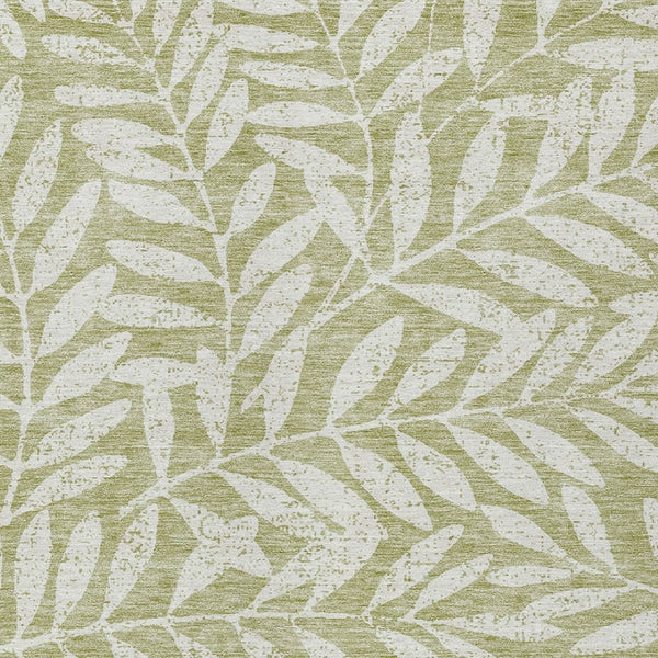 Homeroots 3' Artichoke Green And Ivory Floral Washable Area Rug For Indoor And Outdoor Spaces, Durable Design 3' X 5' Polyester 593468