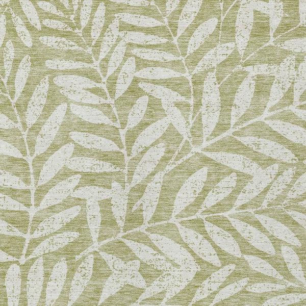 Homeroots 3' Artichoke Green And Ivory Floral Washable Area Rug For Indoor And Outdoor Spaces, Durable Design 5' X 8' Polyester 593469